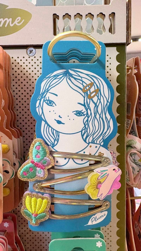 set di mollette da tre per bimba con fantasia