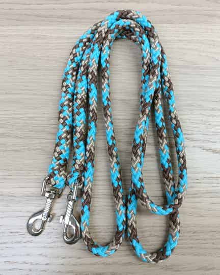 Touwteugel engels - SHET/PONY - beige/bruin/turquoise