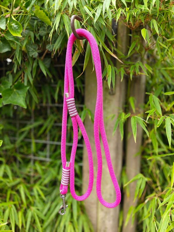 GRAB & GO - Hondenlijn 10mm. donkerroze met aubergine & lila - +/- 175cm.