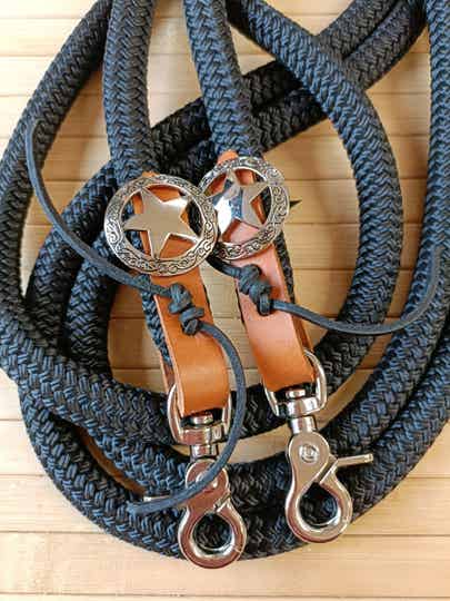 Touwteugel excellent met leerafwerking & concho