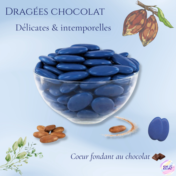 Dragées chocolat bleu roy