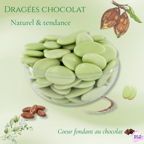 Dragées chocolat vert d'eau