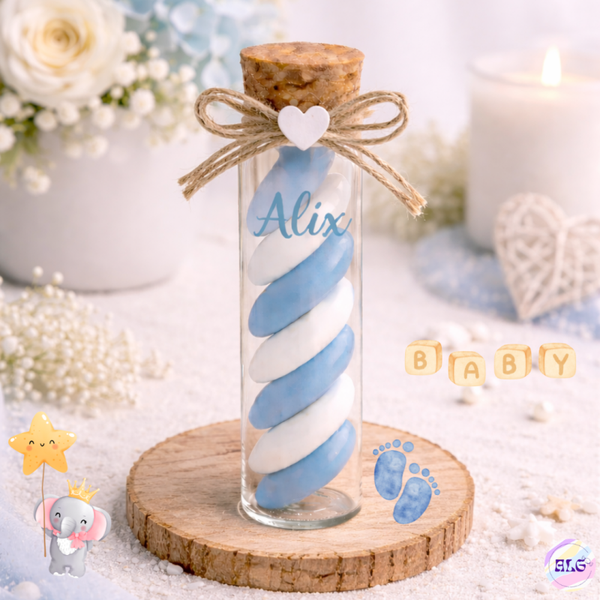 Éprouvettes dragées bleu pastel 🍃 – lot de 10