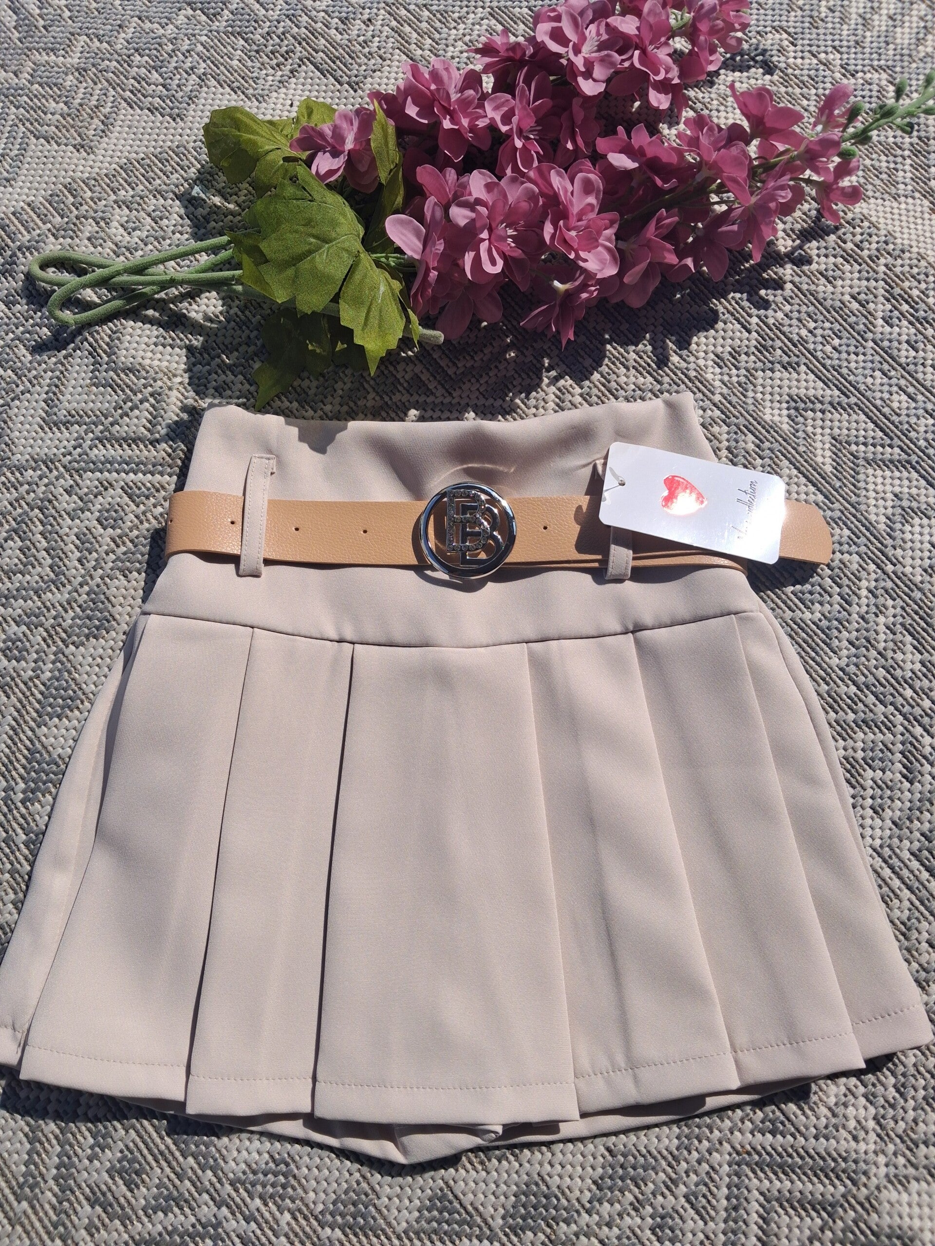 💗 beige plissé broekrok met riem 💗