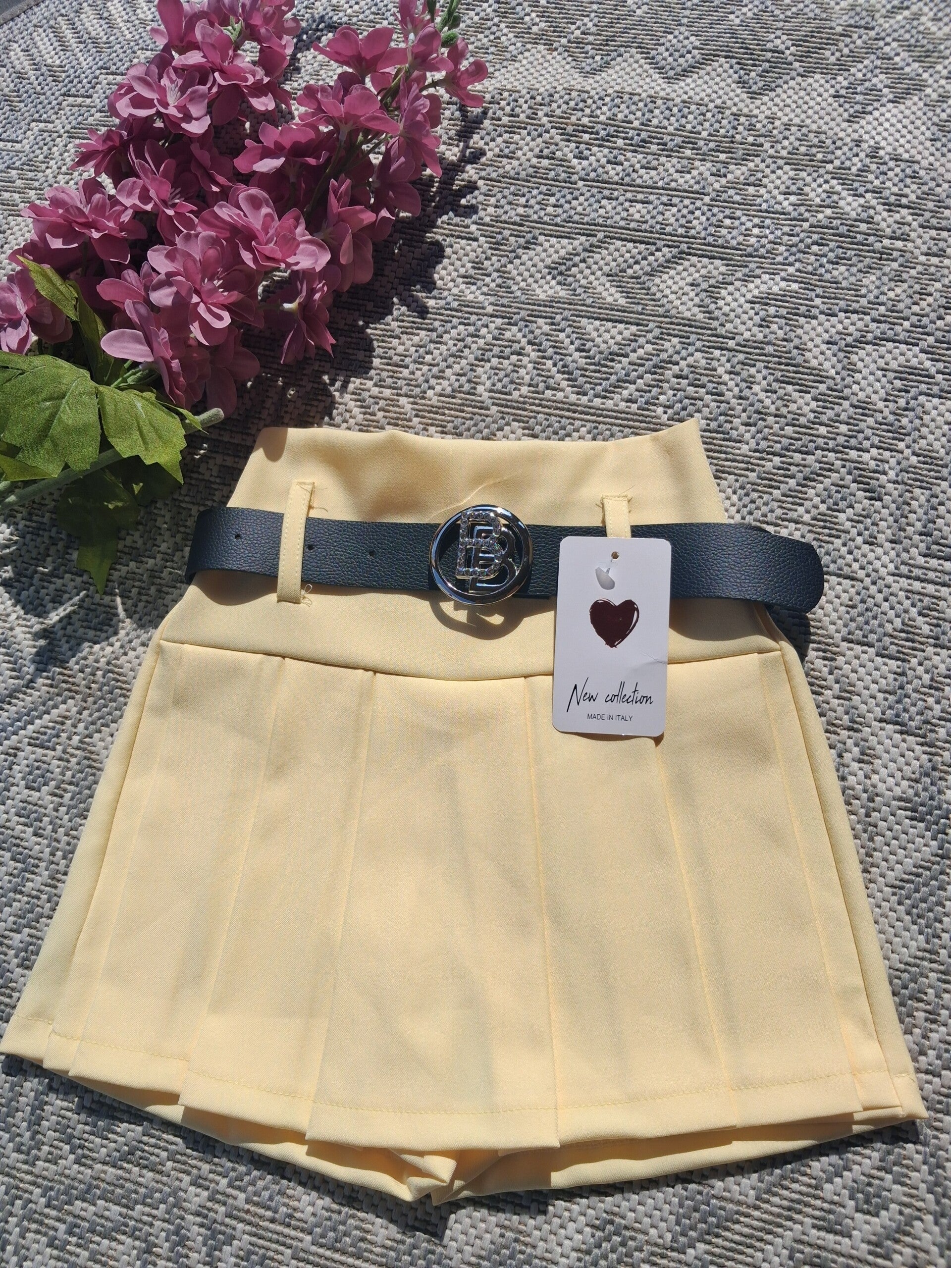💗 gele plissé broekrok met riem 💗