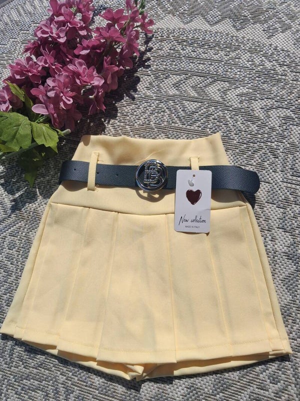💗 gele plissé broekrok met riem 💗