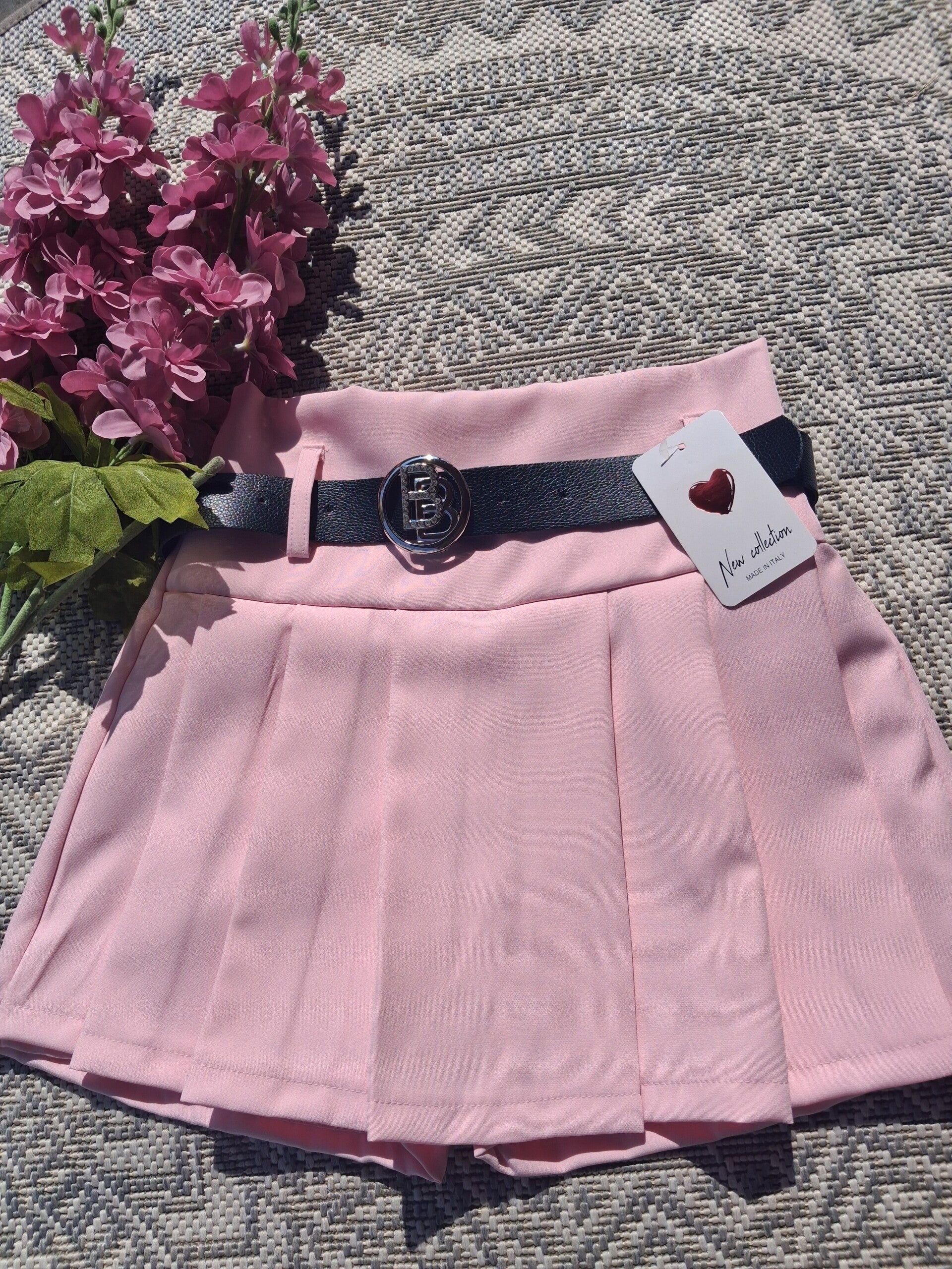 💗 Roze plissé broekrok met riem 💗