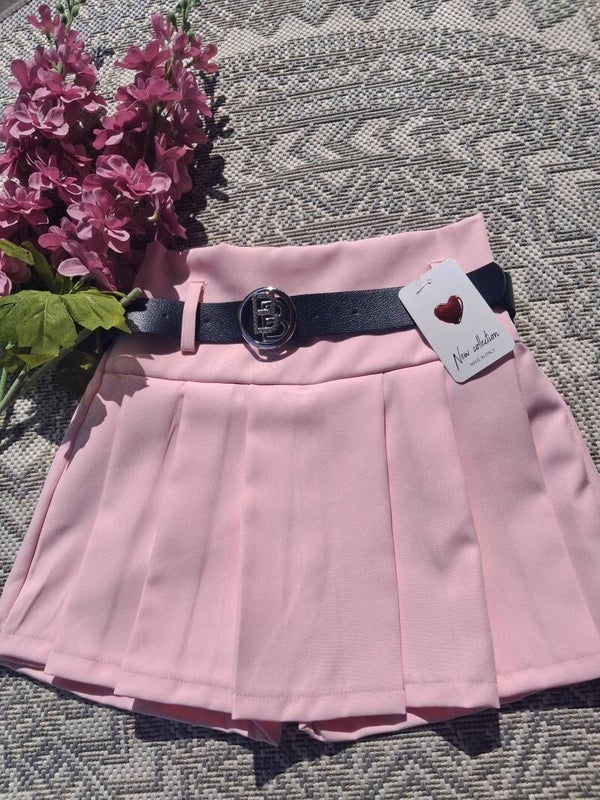 💗 Roze plissé broekrok met riem 💗