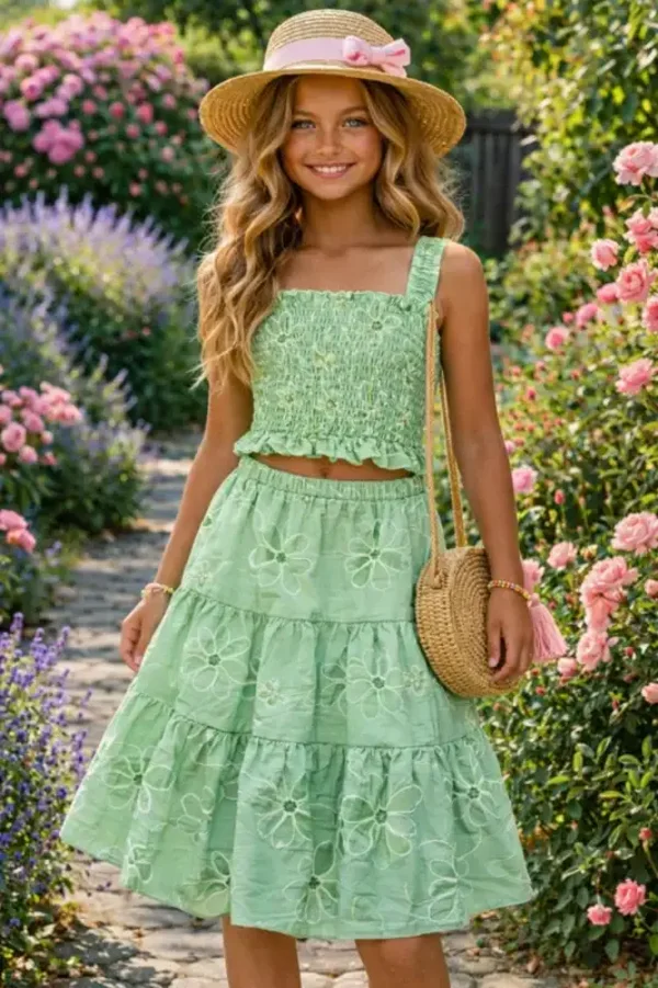 Zomers meisjes setje met bloemen 🌸💚
