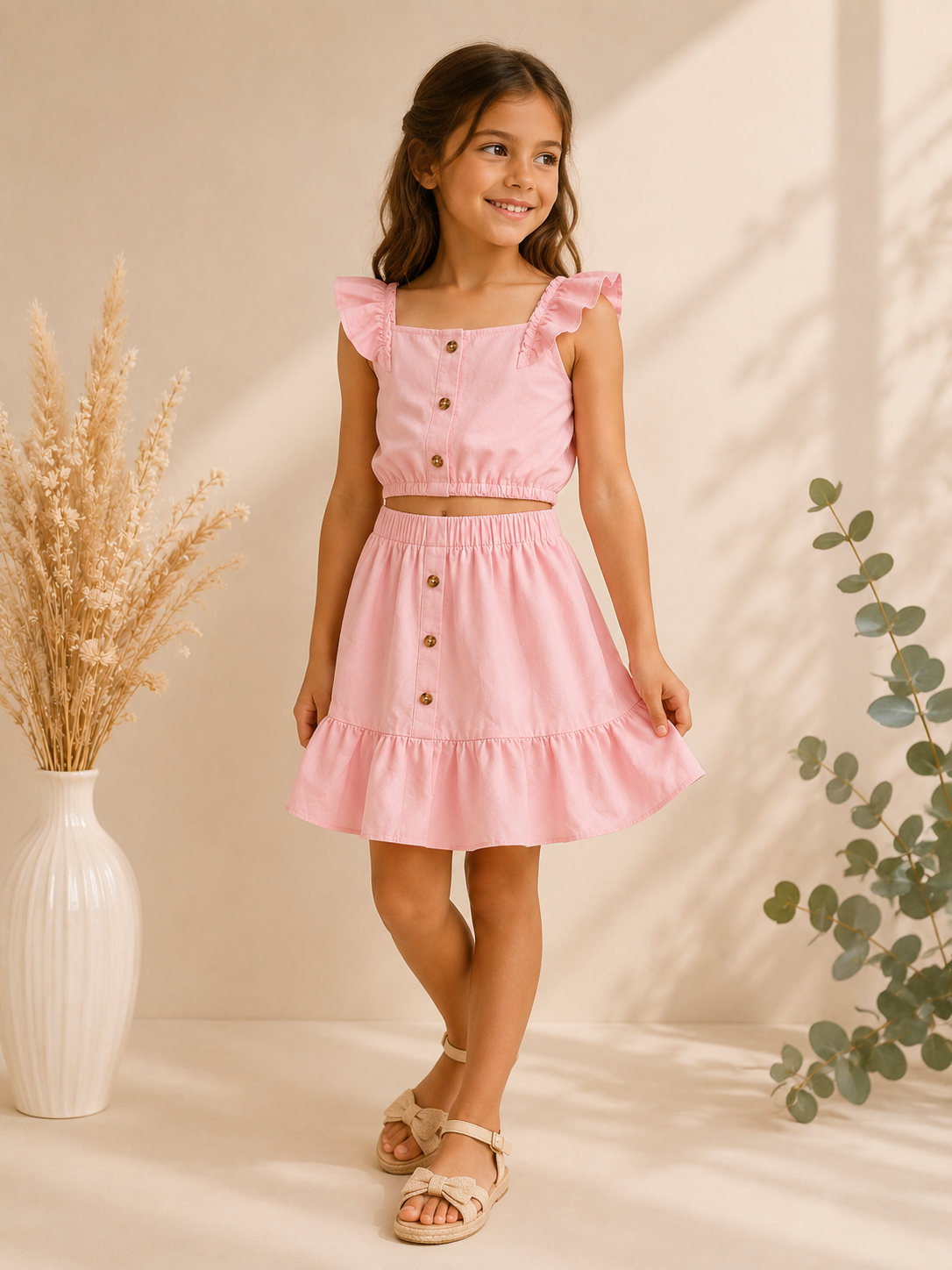 Roze meisjes set – Top & Rok
