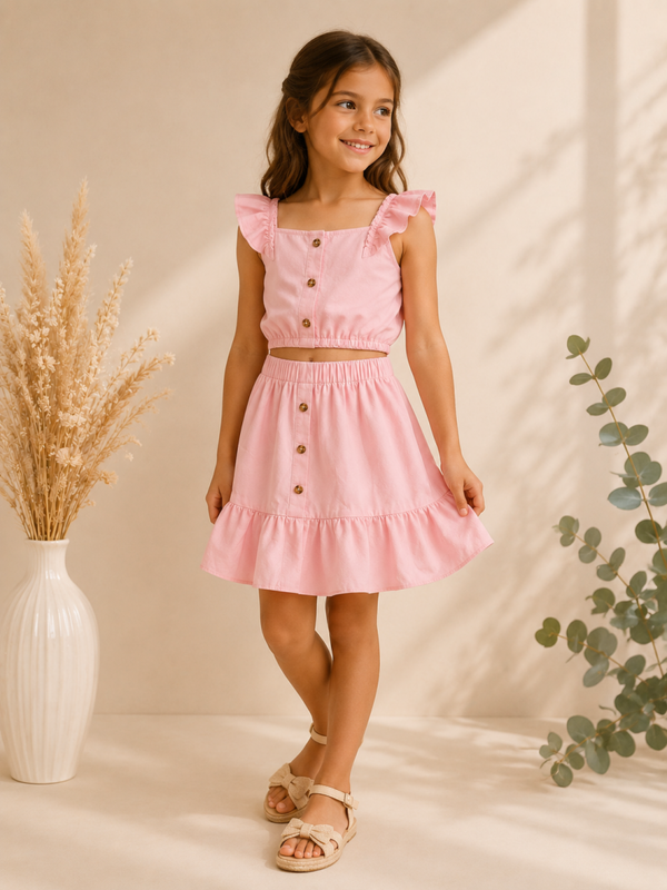 Roze meisjes set – Top & Rok