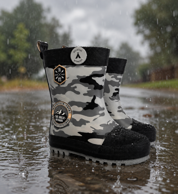🌧️ Stoere camouflage regenlaarzen 🖤🤍