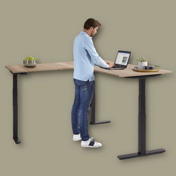 Elektrisch verstelbare Zit-Sta hoek opstelling 180x80cm +60cm aanbouw