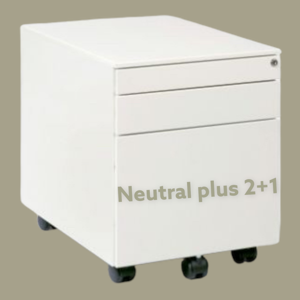 Ladeblok Swan Neutral Plus 2+1 - verrijdbaar met hangmaplade + 1x lade +1x pennenlade kleur wit.