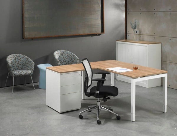 L-bureau met ladenblok 4Q  180x160cm