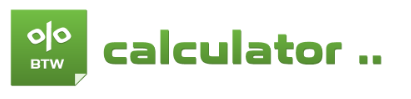 BTW calculator met groen logo en percentage en BTW tekst
