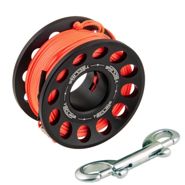 Tecline - SPOOL ALU BLACK 30 M, WITH SS 90 MM SNAP