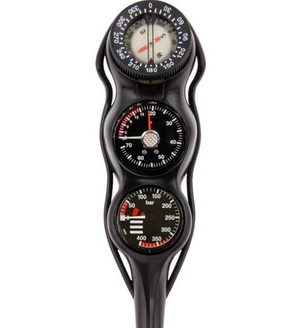 Tecline - Console Tecline EVO III, SPG 52 mm, scale 400 bar+depthgauge+compass, HP hose 80 cm - Military Line