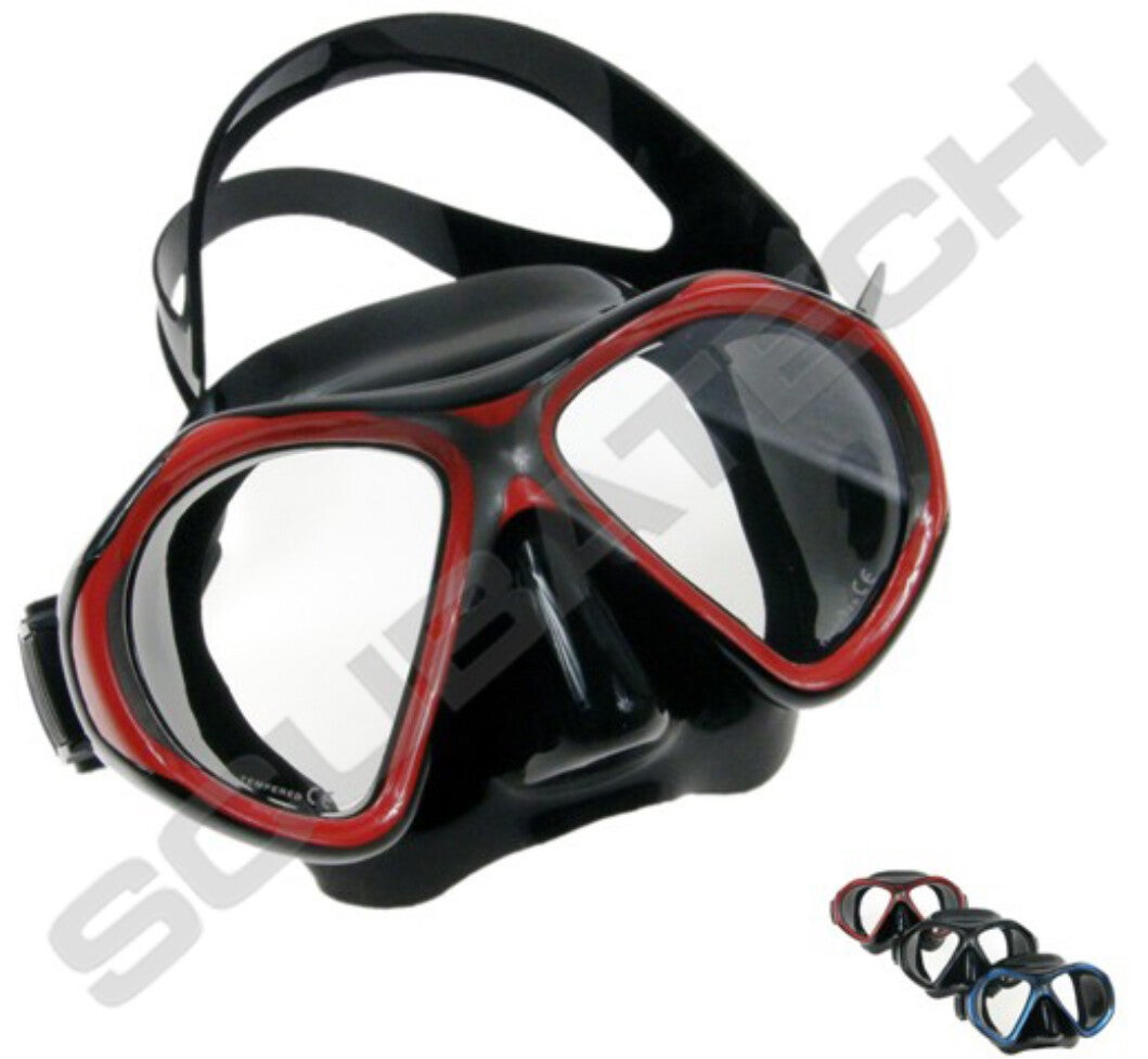 Scubatech - MASK VIPER, BLACK SILICONE, RED FRAME