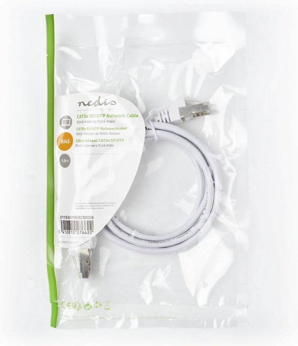 Nedis CAT5e Netwerkkabel - SF/UTP - RJ45 Male - RJ45 Male - 1.50 m - Rond - PVC - Wit