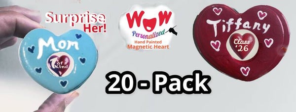 Wow Hand Painted Personalized Magnetic Heart 20 - Pack