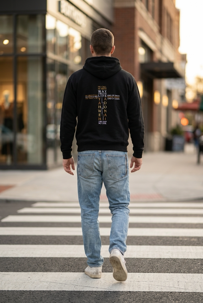 Kruis Hoodie Zwart
