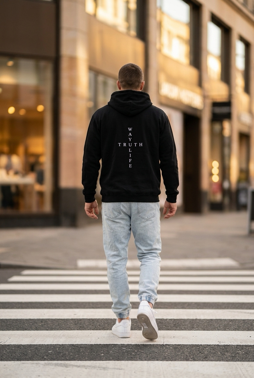Way, Truth, Life Hoodie Zwart