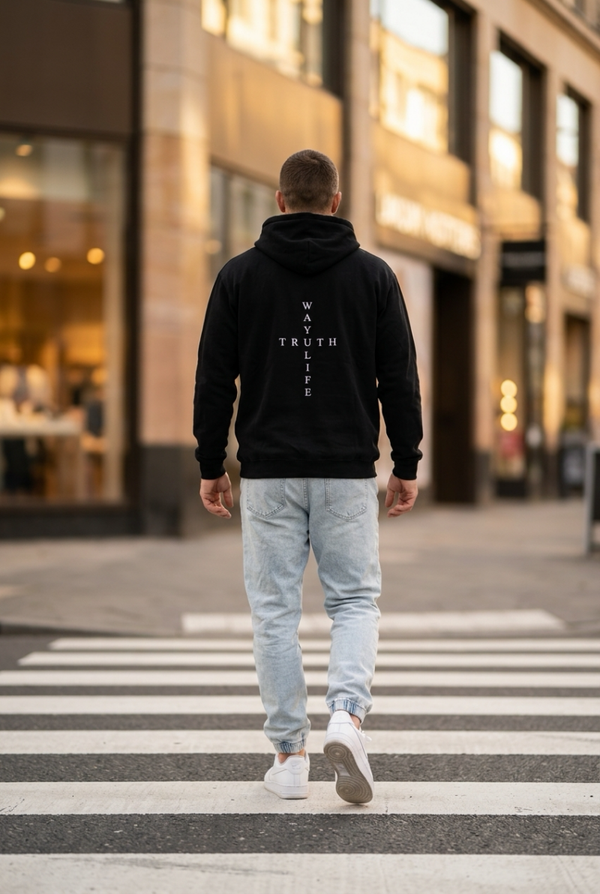 Way, Truth, Life Hoodie Zwart