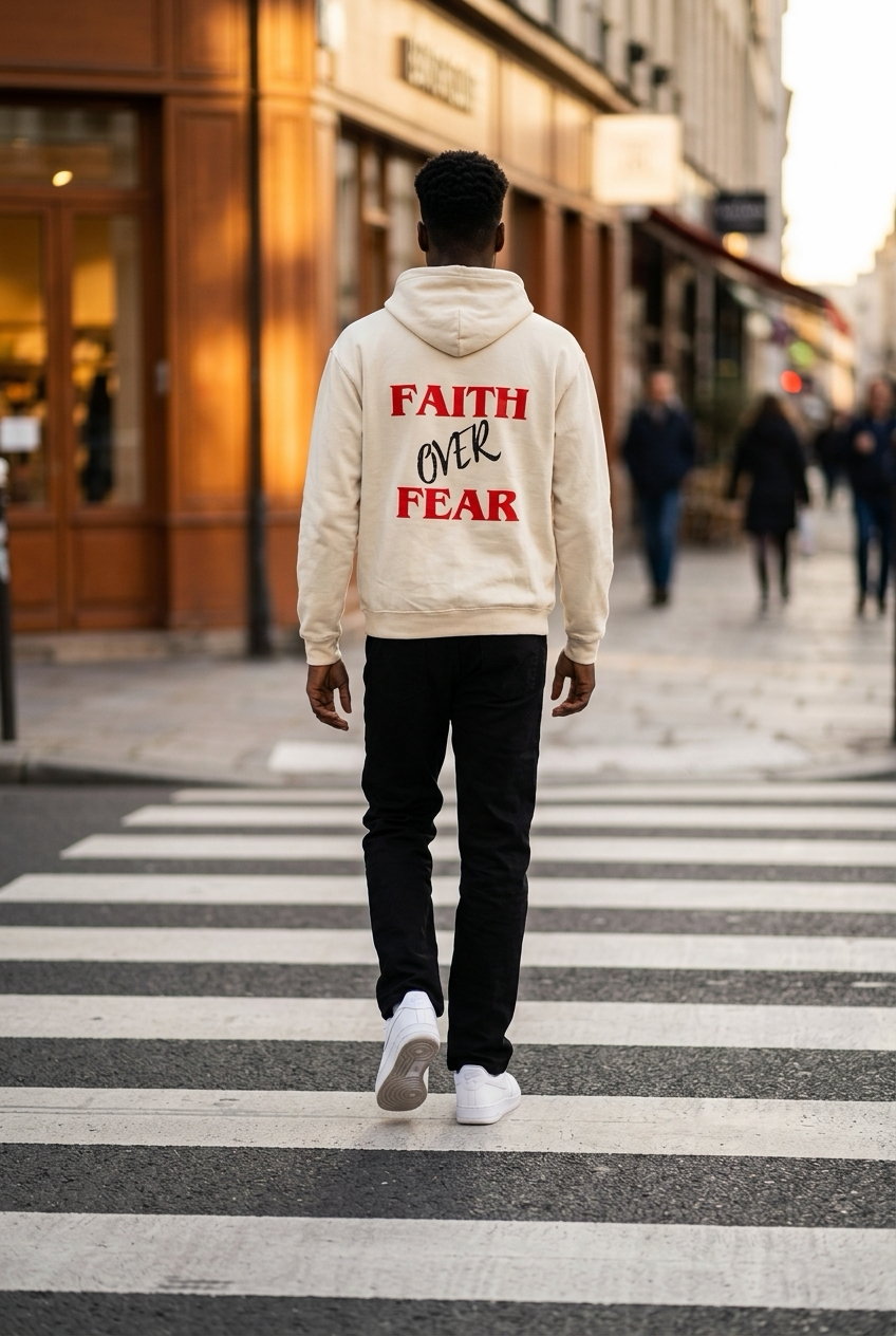 Faith over Fear Hoodie Vanilla Milkshake