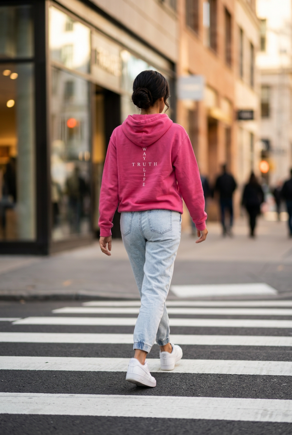 Way, Truth, Life Hoodie Hot Pink