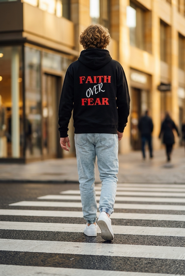 Faith over Fear Hoodie Zwart
