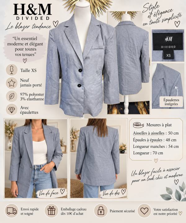 🩶 Blazer H&M Divided – Taille XS