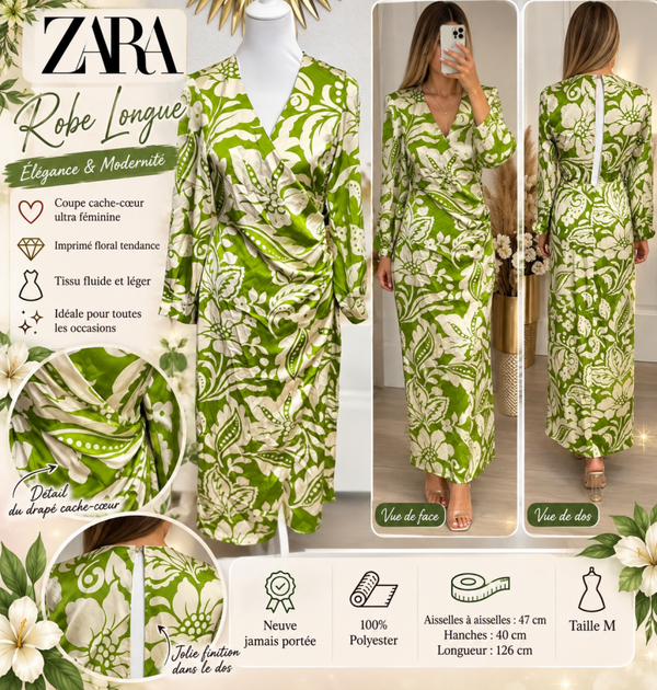 🌿 Robe longue ZARA – Taille M – Neuve