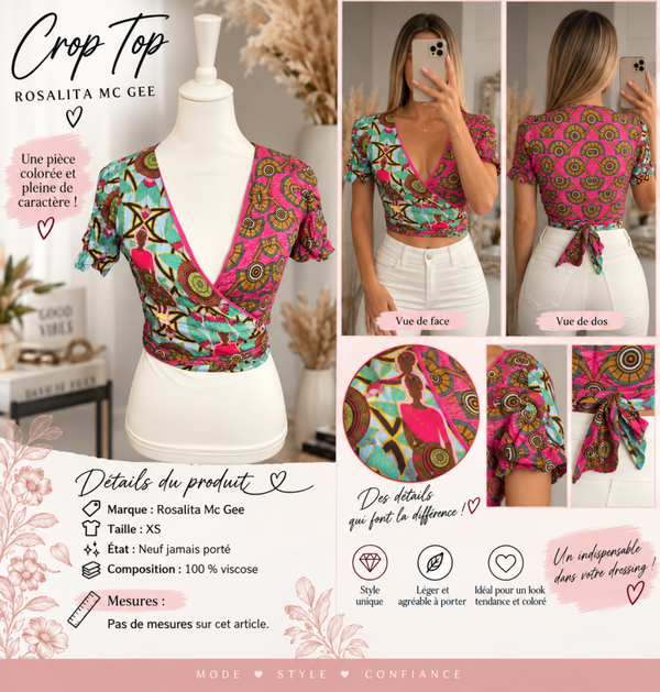 🌺 Crop top Rosalita Mc Gee – Taille XS – Neuf