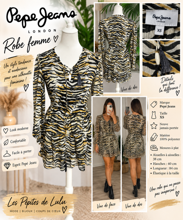 🐯 Robe Pépé Jeans femme – Taille XS – Neuve