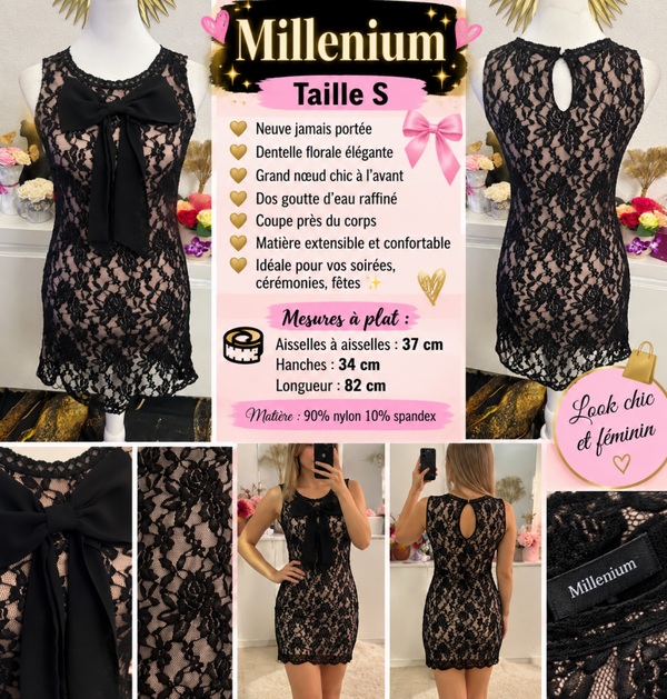 🖤 Robe noire en dentelle Millenium – Taille S – Neuve ✨