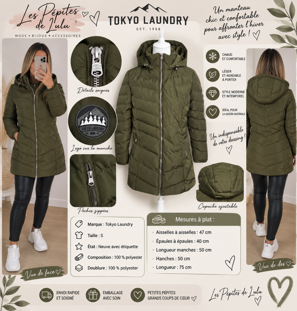 🧥 Manteau long matelassé Tokyo Laundry – Taille S