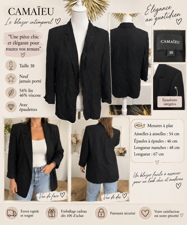 🖤 Blazer Camaïeu – Taille 38