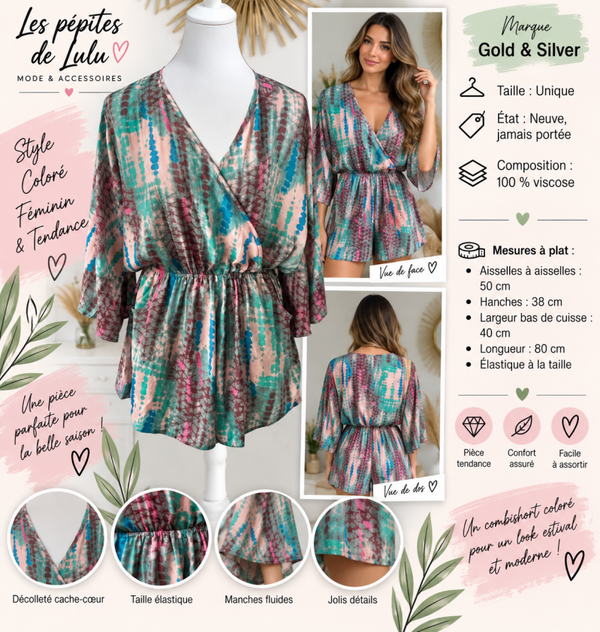 ✨ Combishort Gold & Silver – Taille unique – Neuve ✨