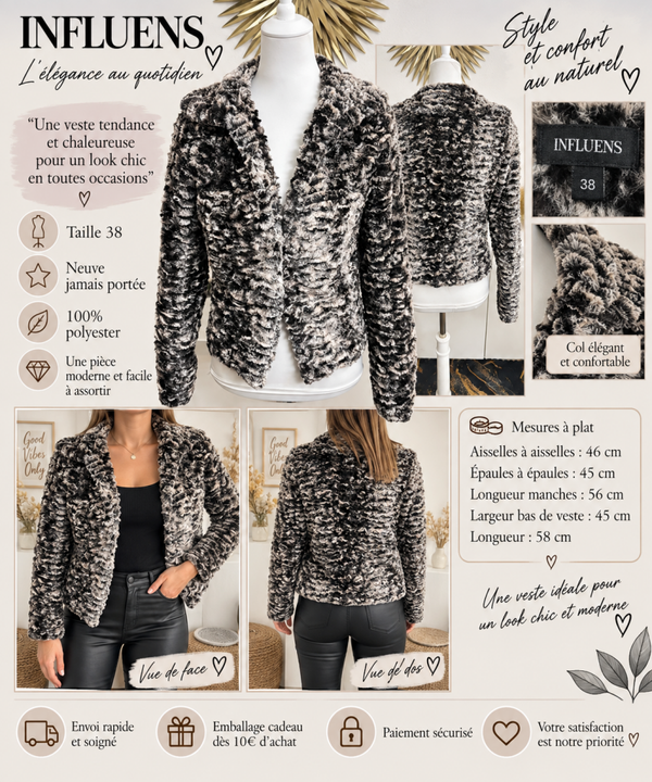 🤍🖤 Veste Influens – Taille 38