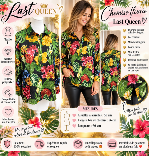 🌺 Chemise fleurie Last Queen – Taille L – Neuve 🌺