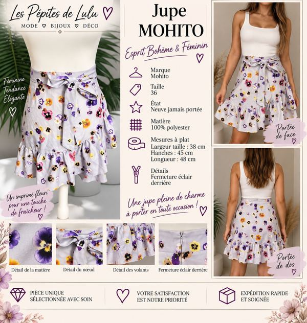 Jupe fleurie Mohito – Taille 36 🌸