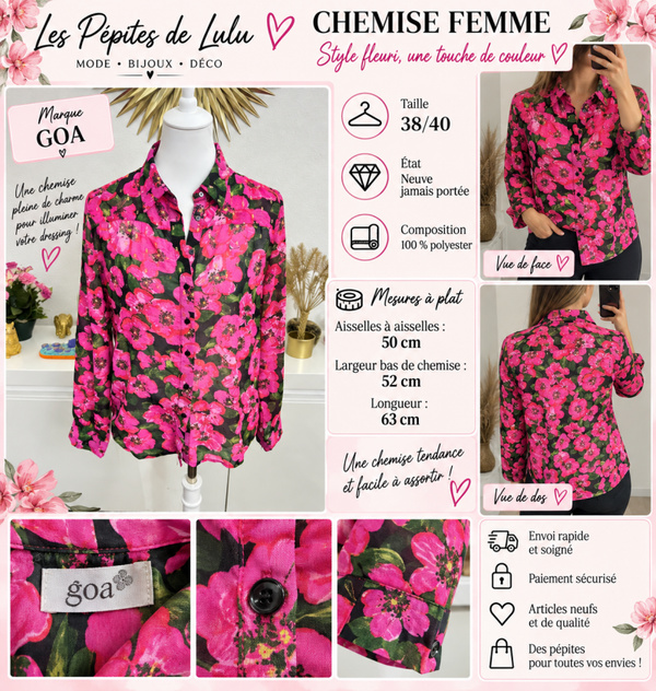 ✨ Chemise fleurie Goa – Taille 38/40