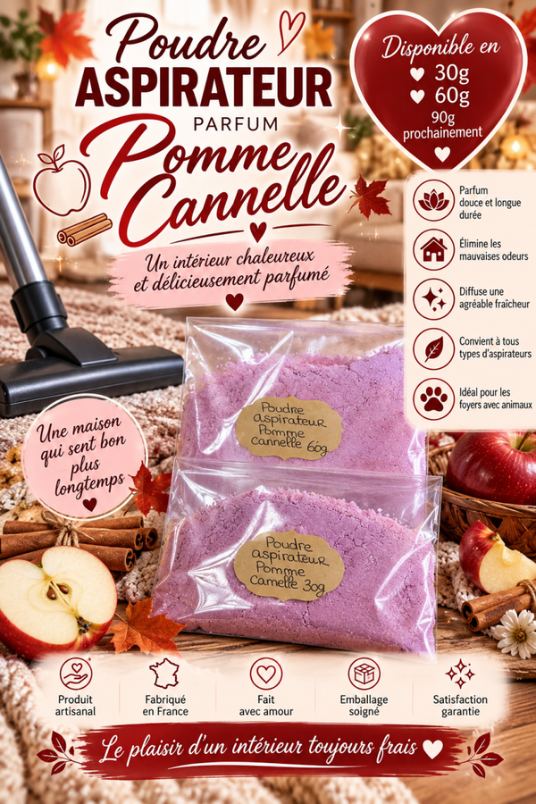 🍎✨ POUDRE ASPIRATEUR – PARFUM POMME CANNELLE ✨🍂