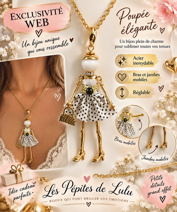 🌟 Collier poupée articulé en acier inoxydable bijoux fantaisie réglable