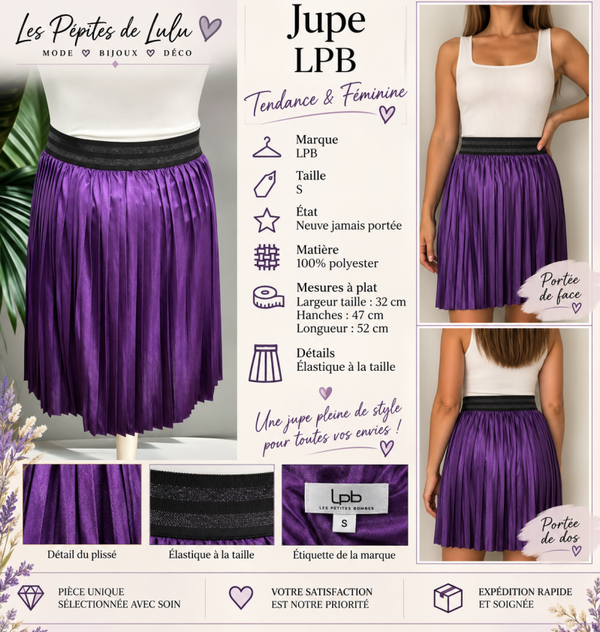 Jupe plissée LPB – Taille S – Neuve 💜