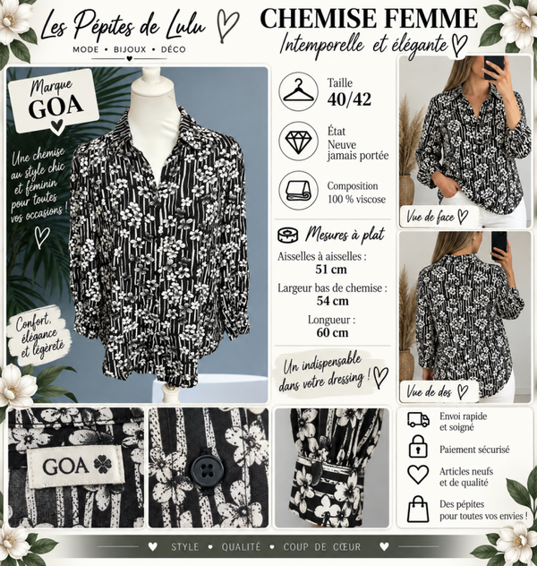 ✨ Chemise femme GOA – Taille 40/42 – Neuve ✨