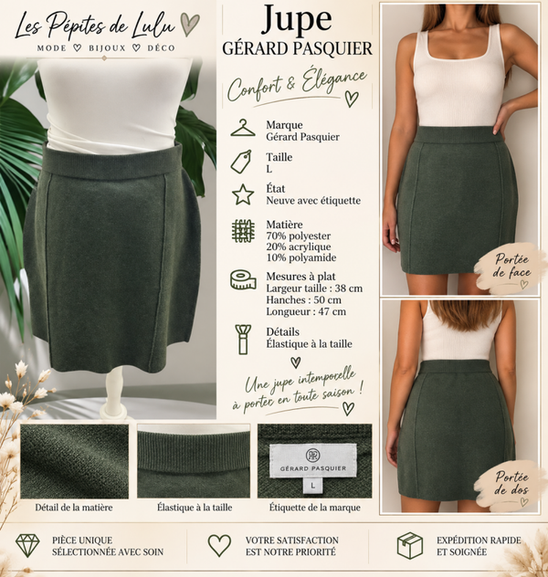 Jupe Gérard Pasquier – Taille L – Neuve avec étiquette 🌿