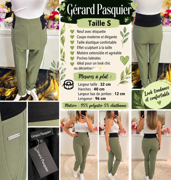💚 Pantalon Gérard Pasquier kaki – Taille S – Neuf avec étiquette ✨