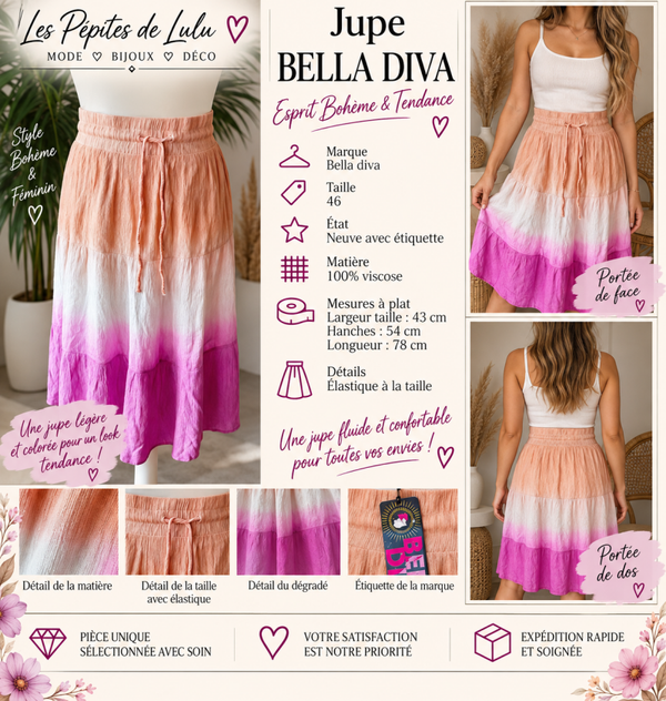 Jupe Bella Diva – Taille 46 – Neuve avec étiquette 🌸
